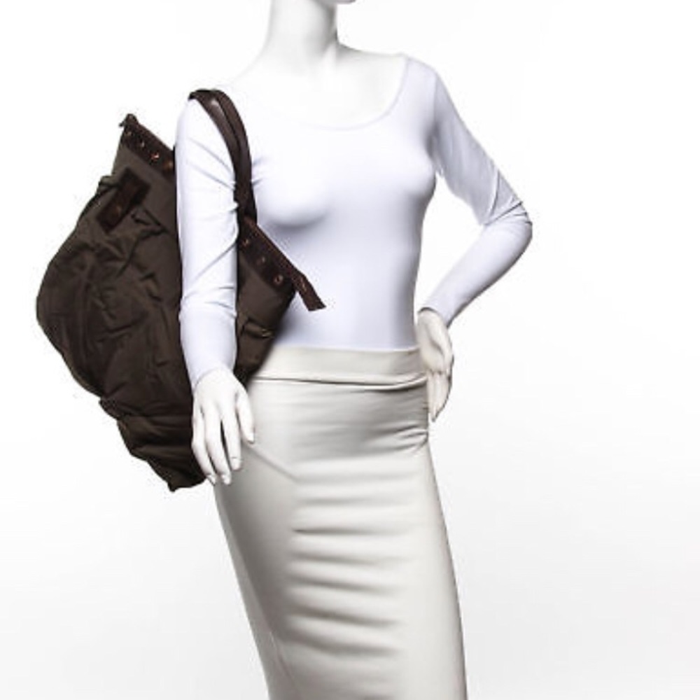 Celine Tote Leather and Nylon Military style